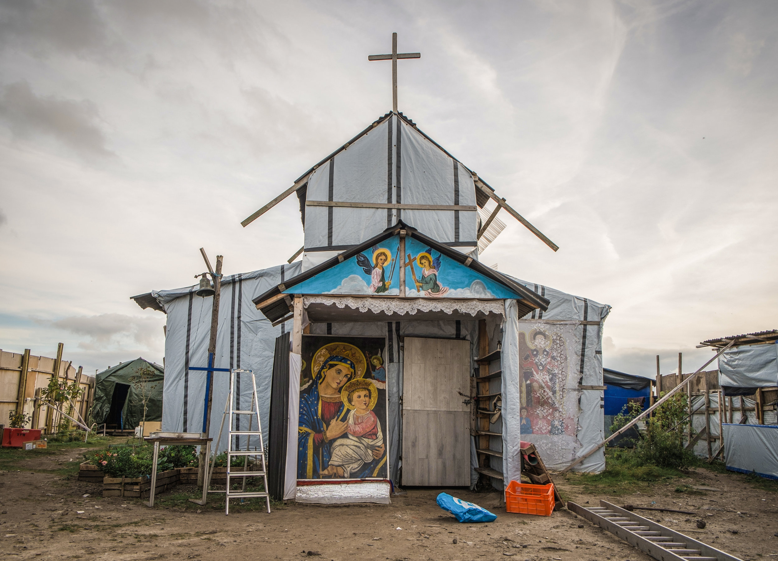 St. Michael’s Church, one of the first and most recognisable structures in the “Jungle”. Photograph: Julia Druelle for Point.51